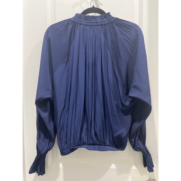 Ramy Brook Women's Navy Blue Bethany Ruffle Coastal Ladies Blouse Sz S - Picture 6 of 6